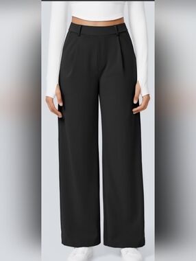 HALARA Black Wide-Leg Trousers